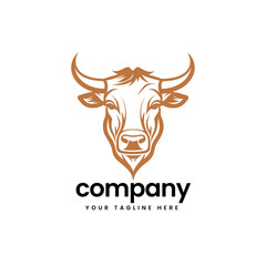 Fototapeta premium head of buffalo cow cart bull cattle dairy farm pet mascot emblem sports logo illustration icon flat t shirt design