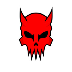 illustration vector graphic of drawing design red devil skull head