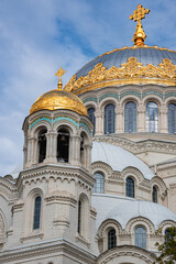 Fototapeta na wymiar Fragment of the Kronstadt Naval St. Nicholas Cathedral in Kronstadt St. Petersburg.