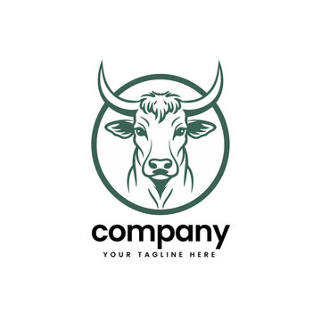 clean head of buffalo cow cart bull cattle dairy farm pet mascot emblem sports logo illustration icon flat t shirt design