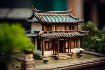 miniature classic Chinese house building