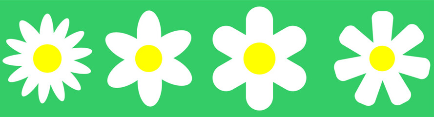 White flower icon sets. Icon set of flower. Editable vector pictograms isolated on a Green background. 