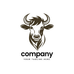 abstract head of buffalo cow cart bull cattle dairy farm pet mascot emblem sports logo illustration icon flat t shirt design