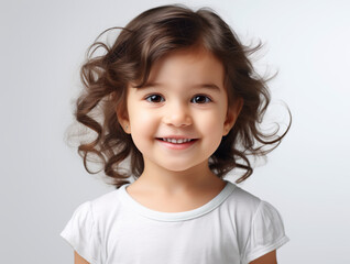 A close-up photo portrait of a smiling little girl, Generative AI