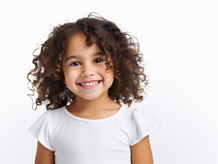A close-up photo portrait of a smiling little girl, Generative AI