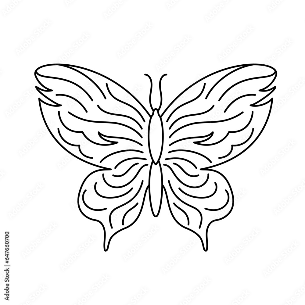 Poster butterfly icon in line art style