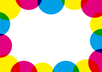 Banni√®re color√©e horizontale, cadre avec des cercles multicolores sur fond blanc