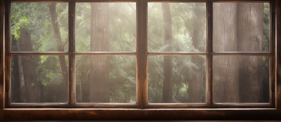 Background texture of an aged wooden house window with glass