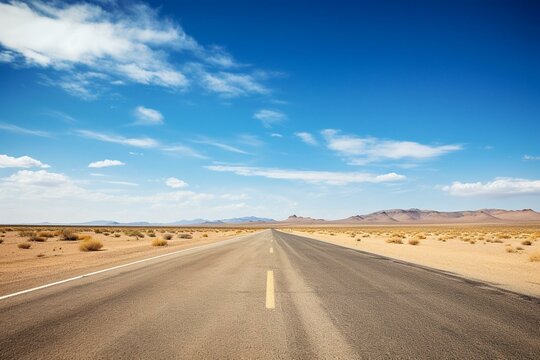 Desolate roadway under a clear sky. Generative AI