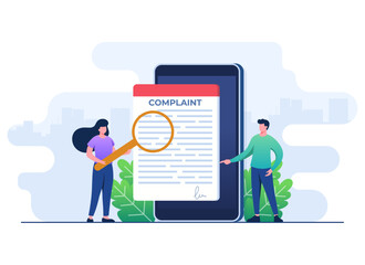 Online complaint concept flat illustration vector template, Claim petition, Dislike, Bad user experience, Bad review, Negative feedback, Measures to solve problems