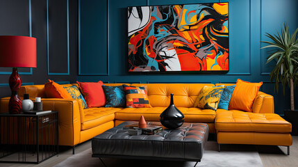 Vibrant Corner Sofa in Pop Art Living Space