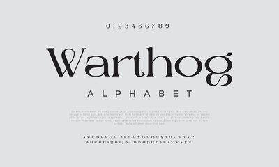 Fototapeta Warthog abstract digital alphabet font. Minimal technology typography, Creative urban sport fashion futuristic font and with numbers. vector illustration obraz