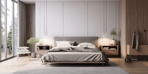 Bedroom Minimalist style, 3d realistic render