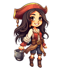 Cute Pirate Girl Clipart Illustration