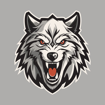 Wolf head mascot. Vintage sports logo. Vector