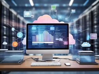 Computer laptop and dashboard for
 Data document Manage AI Generated Image