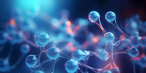 Hydrogen molecule background
Atomic Structure Close-up in Blue - obrazy, fototapety, plakaty