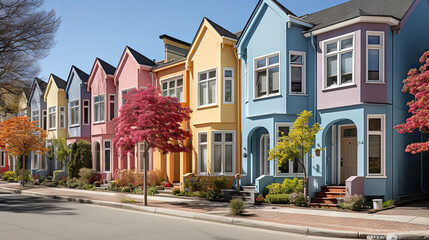 Obraz premium Vibrant Stucco Townhouses with Traditional Charm