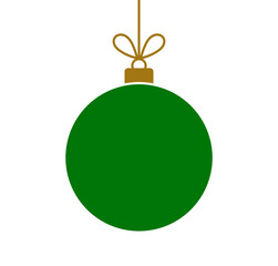 Christmas bauble green ornament on transparent background. PNG llustration.