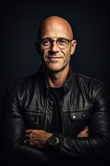 Elegant handsome man wearing glasses. Studio fashion portrait.