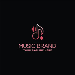 Fototapeta na wymiar Vector music logo design with simple and minimalist style premium vector