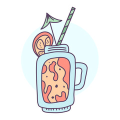 Glass of cocktail soda hand drawn illustration