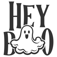 Hey Boo - Boo Halloween Illustration