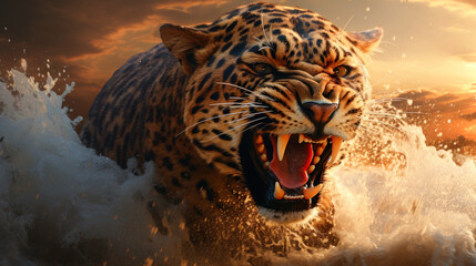 A powerful leopard the beast symbolizing the Greek empire in the book of Daniel in the Bible Generative AI Illustration