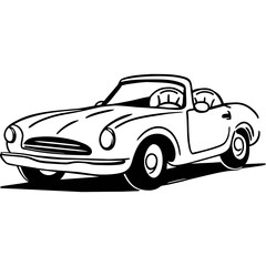 Cabriolet Retro Car Illustration - obrazy, fototapety, plakaty