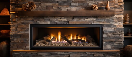 Obraz premium Close view of a fireplace