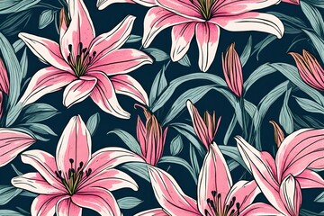 seamless floral pattern of pink color
