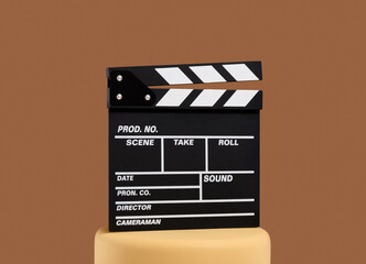 Cinema vintage. Clapper and cinema film.