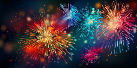 Naklejka premium Festive Fireworks, A Colorful Celebration of New Year and Christmas