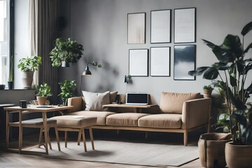 modern living room with plants