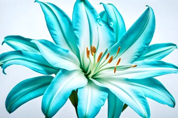 blue water lily isolated on white background - obrazy, fototapety, plakaty