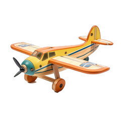 Wooden play vehicle (plane, boat, helicopter), wooden toy isolated on transparent background