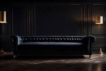 black sofa in modern room