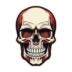 Human skull sticker, isolated on transparent background, Ai Generated.