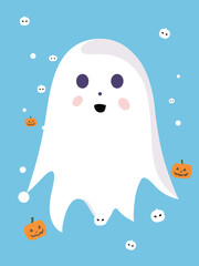Halloween ghost. Cute ghost character. Realistic vector design elements in cartoon style.