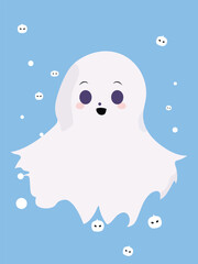 Halloween ghost. Cute ghost character. Realistic vector design elements in cartoon style.