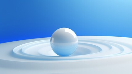A white ball moving within a blue ring