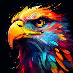 Fototapeta premium Colorful poster with flying eagle in vector design style isolated on white background