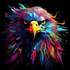 Fototapeta premium Colorful poster with flying eagle in vector design style isolated on white background
