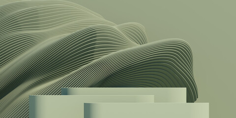 Minimal background with podiums for product presentation. 3d render illustration.