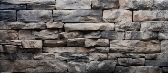 Close up of a contemporary stone surface Grey brick wall texture background