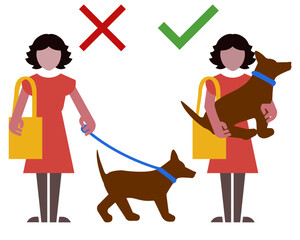 No Dogs Allowed Sign. Vector image. No dog on a leash, but you can carry it in your arms