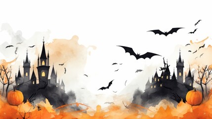 Halloween background, moon, pumpkin,castle,