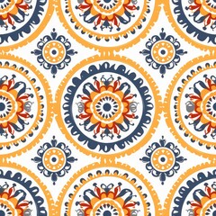 Fototapeta premium Seamless pattern Circle Moroccan or Middle Eastern Motifs fusion Ethnic ornament.