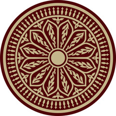Vector red and black arabic national round ornament. Ethnic circle, eastern and african peoples of asia, persia, iran, iraq, syria.