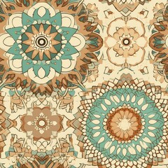 Seamless pattern Circle Moroccan or Middle Eastern Motifs fusion Ethnic ornament.